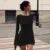 Pleated Twist Mini Dress For Women Bodycon O Neck Long Sleeve Sexy Dresses Solid Patchwork Autumn Fashion Gown Dress