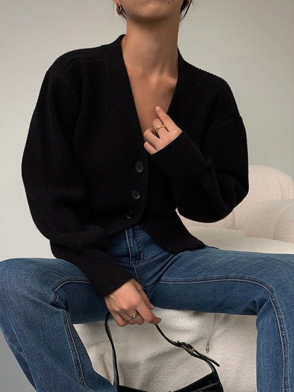 Cárdigan elegante con mangas farol y botones para mujer | Ideal para el día a día