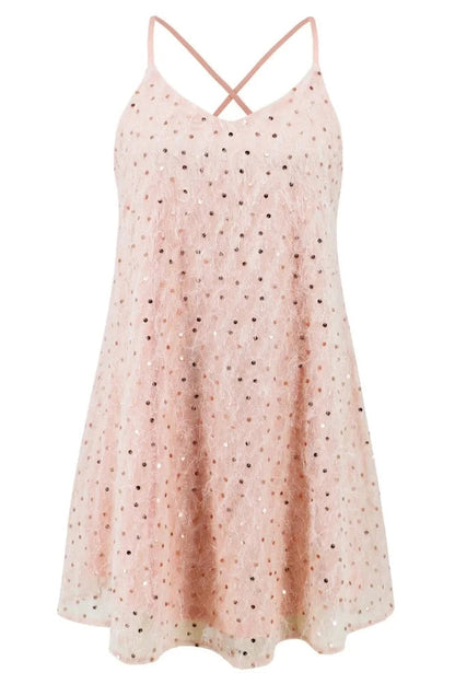 V-Neck Backless Mini Dress with Spaghetti Straps