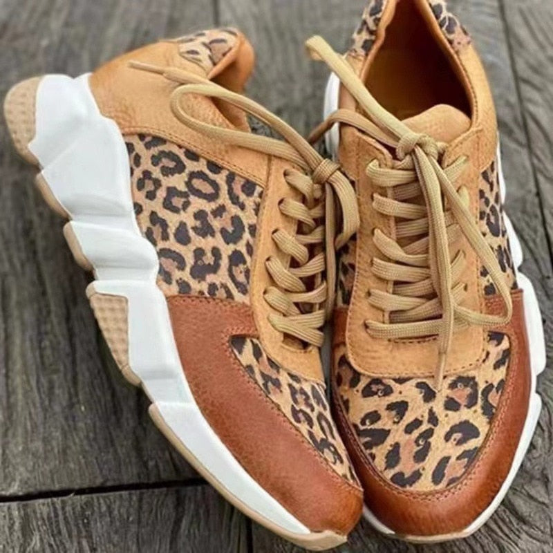 Women’s Modern Leopard Print Lace Up Sneakers | Ideal for Everyday Wear