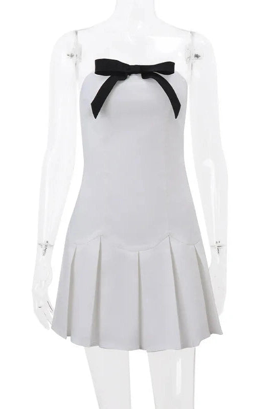 Strapless Pleated Backless Mini Dress - Strapless Mini Dress