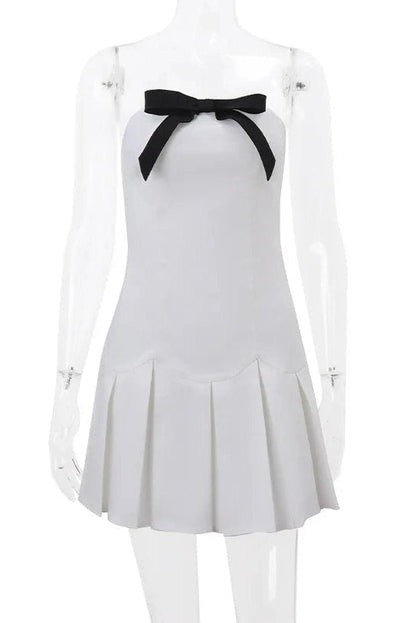 Strapless Pleated Backless Mini Dress - Strapless Mini Dress