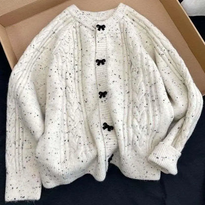 Wear the popular style bow knitted cardigan for and winter Korean sweater jacket ins clothing y2k tops emo
