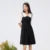 Dress Lapel College Style Short Skirt Playful Sweet Autumn Easy-to-Care Patchwork Little Black Dress
