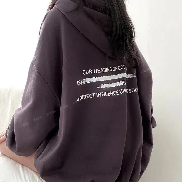 Hooded sweatshirt and winter clothes winter thin loose letter mid-length clothing y2k tops