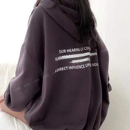 Hooded sweatshirt and winter clothes winter thin loose letter mid-length clothing y2k tops