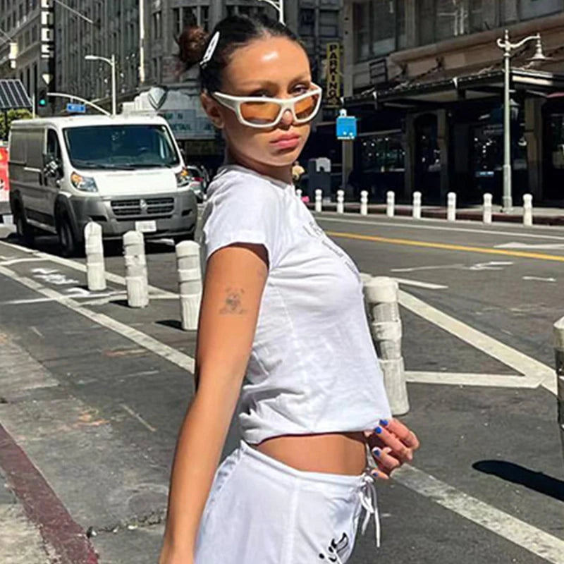Summer European and American style short sleeved T-shirt with letter hot diamond top, t-shirt with slim fit inside for women