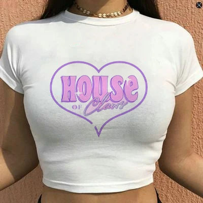 Short-sleeved T-shirt women’s summer new fashion sweet spice print design sense short slim-fit top