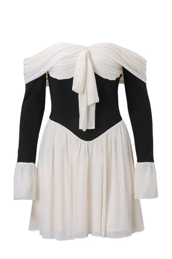 Off Shoulder Lace-Up Mini Dress