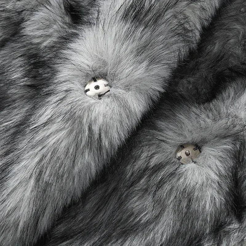 Luxury Brand Runway Fluffy Faux Fur Coat Women Luxurious Fox Fur Stand Collar Short Jacket  Winter Streetwear Overcoat