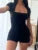 Backless Square Collar Skinny Short Sleeve Bodycon Rompers Womens Playsuits
