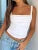 Solid Backless Ruched Square Collar Basic Crop Top Women Slim Sexy Tank Vest