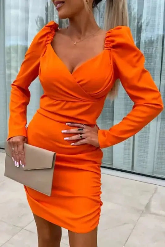 Deep V Neck Mini Bodycon Dress