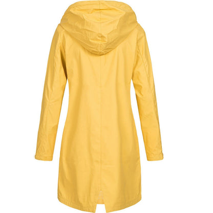 Chaqueta impermeable amarilla con capucha para mujer | Ideal para actividades al aire libre
