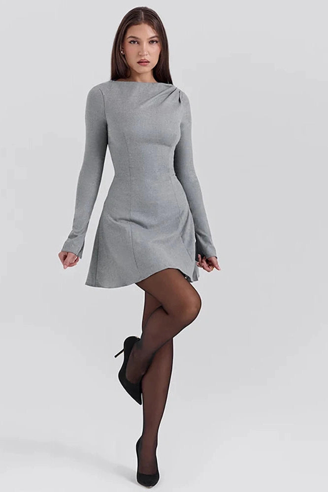 Elegant Long Sleeve A-Line Mini Dress