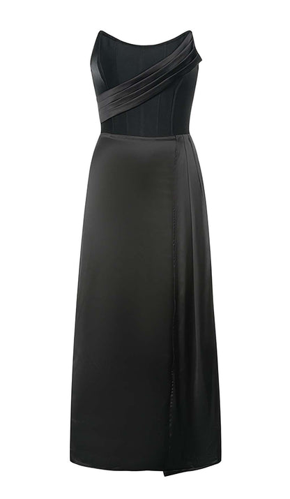 Sleeveless Bandage Midi Dress in Black