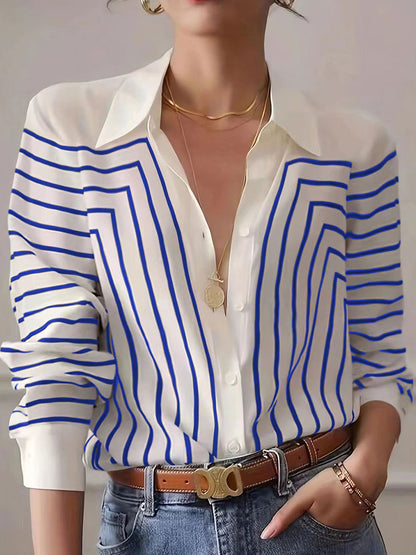 Natalie Retro Loose Striped Shirt