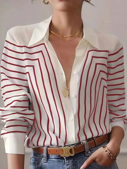 Natalie Retro Loose Striped Shirt