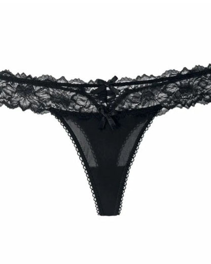 Female Mesh Solid Color Lace Underwear