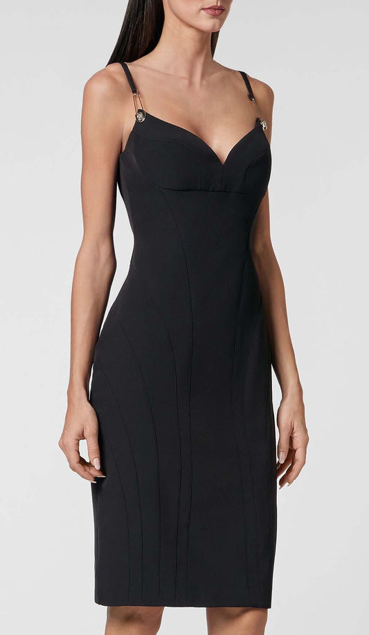 Strappy Bandage Midi Dress in Black