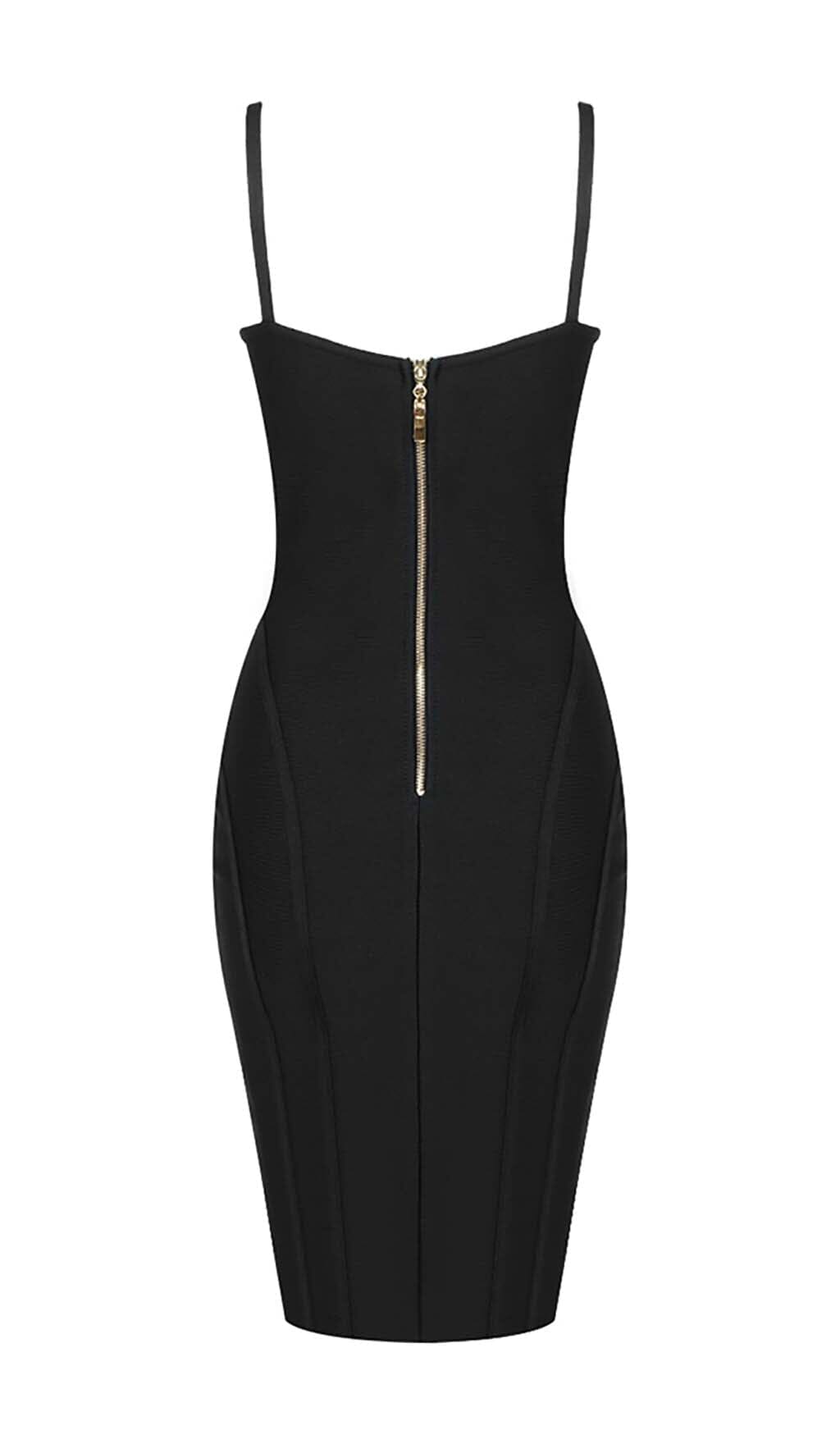 Strappy Bandage Midi Dress in Black