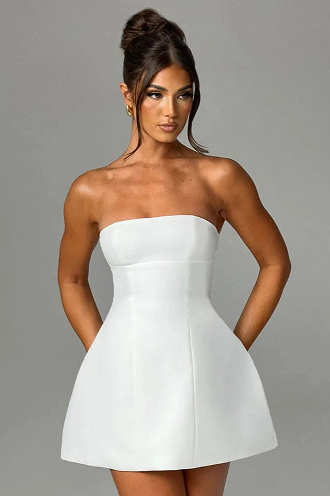 Strapless High Waist Mini Dress