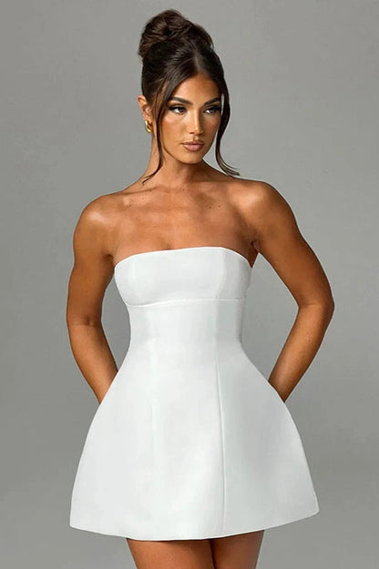 Strapless High Waist Mini Dress