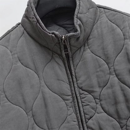 Winter New Women’s Clothing Style Commuting Leisure Warm Stand Collar Loose Pocket Diamond Grid Cotton Coat