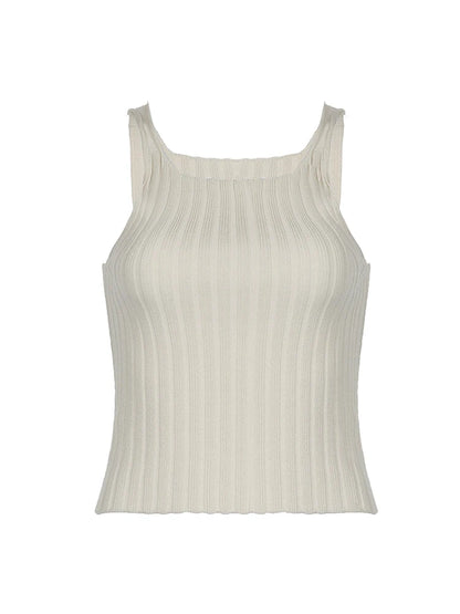Sleeveless Solid Minimalist Knitted Vest Female Summer Boho Camisole Simple Basic Elegant Tank Top Shirts