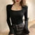 Basic Sweater Women Square Collar Knitted Pullovers Korean Fashion Long Sleeve Knitwear Solid Simple All Match Jumpers New