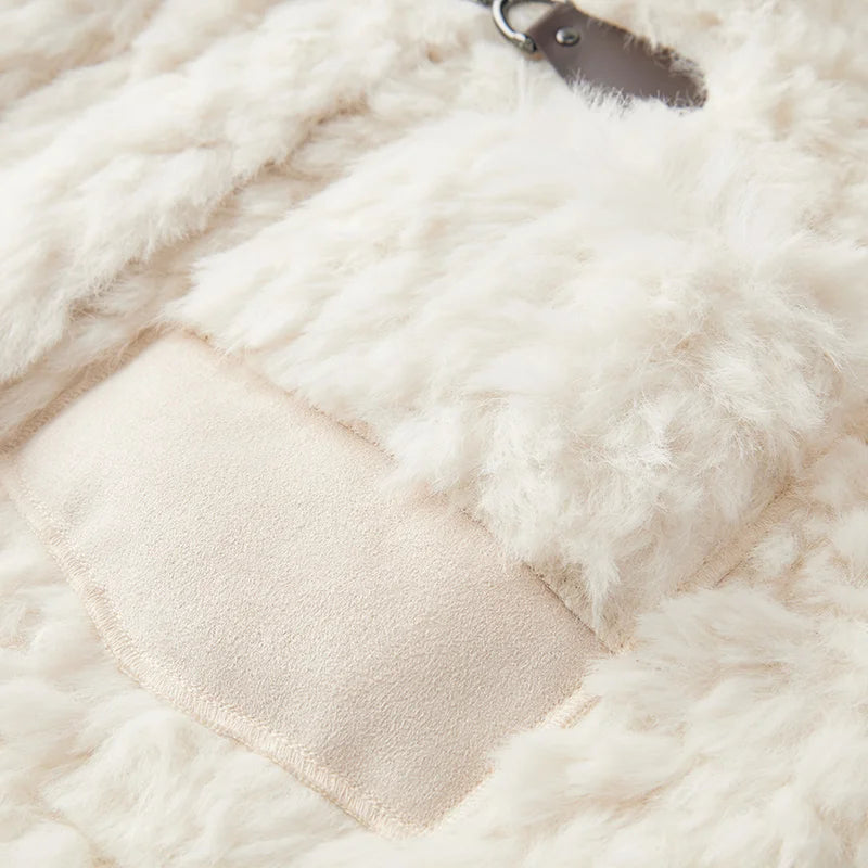 Coat Women Imitation Rabbit Fur Imitation Suede Patchwork Retro  New Winter Loose Stand-Up Collar Jacket