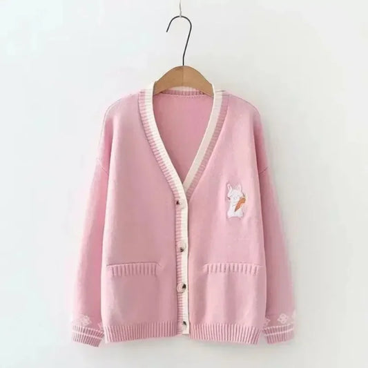 JK Uniform Cardigans Women Coats Students Preppy Solid Long Sleeve Knitted Loose All-match Japanese V-neck Causal Daily Female