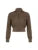 Brown Zip Up Stand Collar Pockets Long Sleeve Cargo Jackets Women Vintage Casual Streetwear