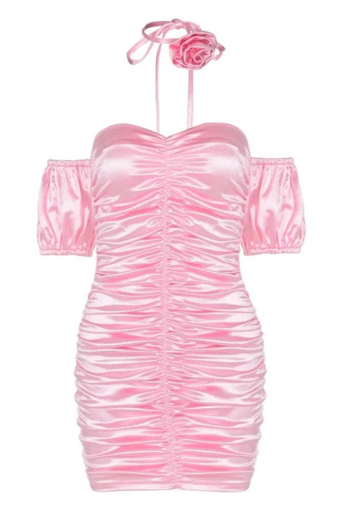 Strapless Pleated Slim Fit Mini Dress