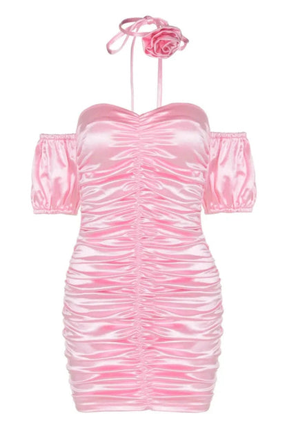 Strapless Pleated Slim Fit Mini Dress