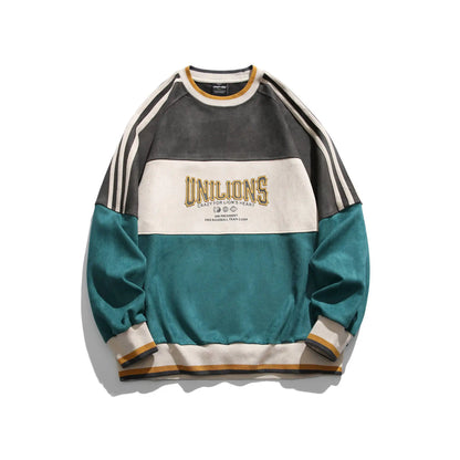 Voguable  Y2k Sweatshirts Suede Hip Hop And Couple Sports Pullovers China-Chic Loose Versatile Casual Tops Spliced