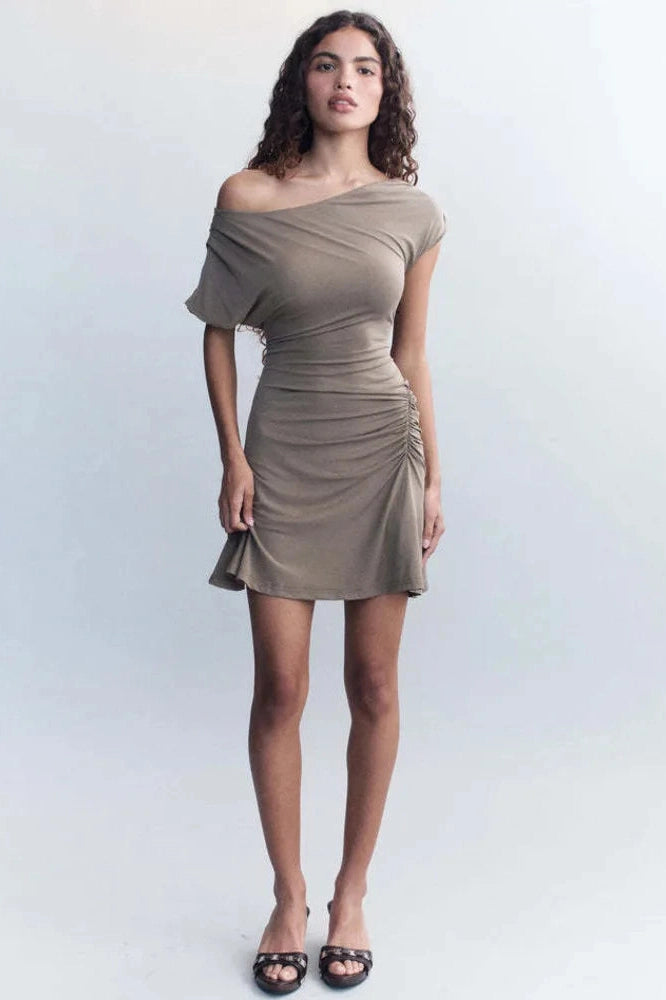 Sleeveless One Shoulder Irregular Slim Mini Dress