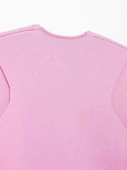 Elegant Knit Short Vest for Women V Neck Single Breasted Sleeveless Waistcoat Pink Top Female  New Lady Classic Streetwear