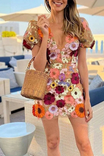V-Neck Slim Fit Mini Dress