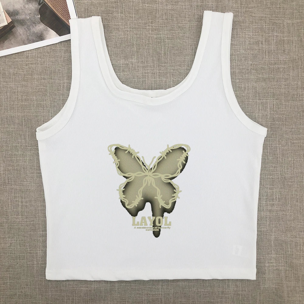Pure wind short short sleeve female Korean spice girl round neck print wearing top with shoulder slimming T-shirt trend