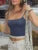 Contrast Patchwork Halter Lace-Up Camisole Crop Top Women Basic Casual Streetwear