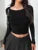 Pleated Casual Long Sleeve T-shirt Top Female Slim Cropped Patchwork Solid Fashion High Waist Pullover Women’s Summer Tee
