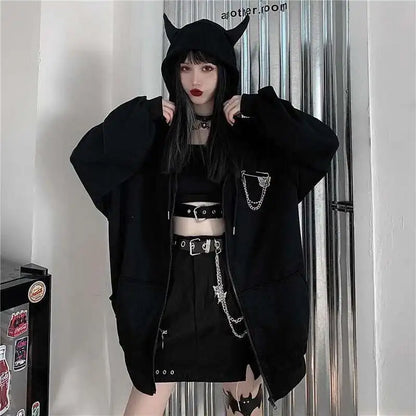 Dark Techwear Hooded Coat