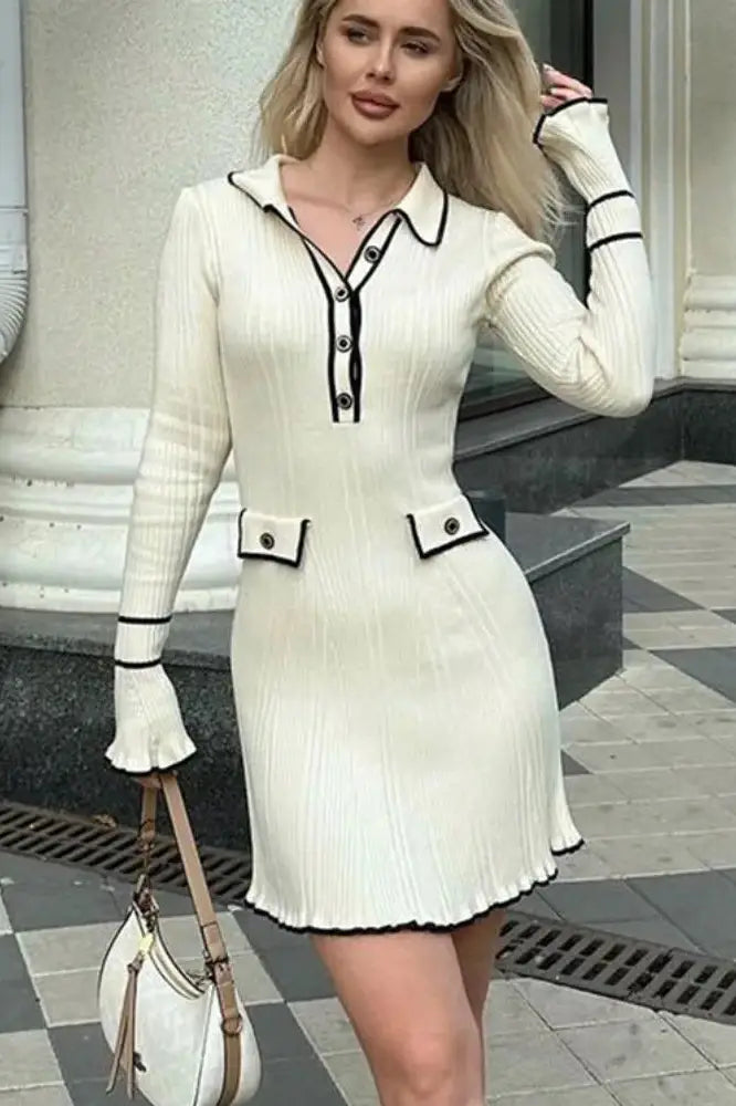 Ribbed Patchwork Mini Dress