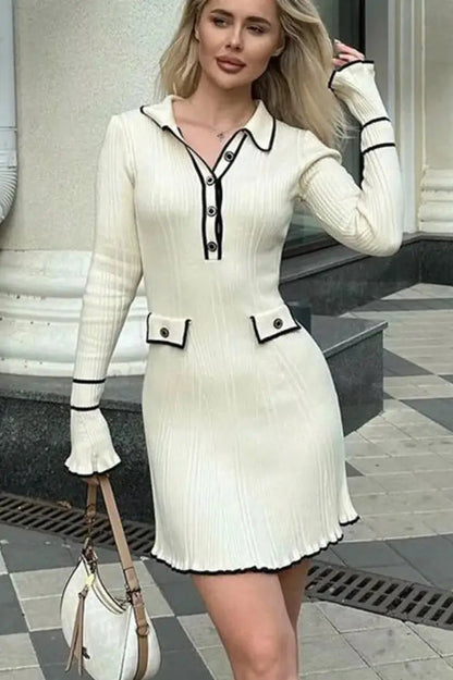 Ribbed Patchwork Mini Dress