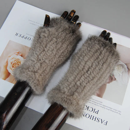 Winter Warm Fingerless Mink Fur Gloves