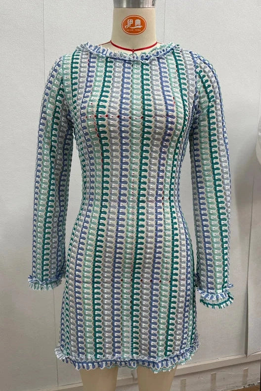 Slim Fit Mini Dress with Long Sleejson Back