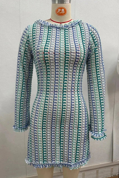 Backless Hollow Out Long Sleeve Mini Dress - Cutout Design