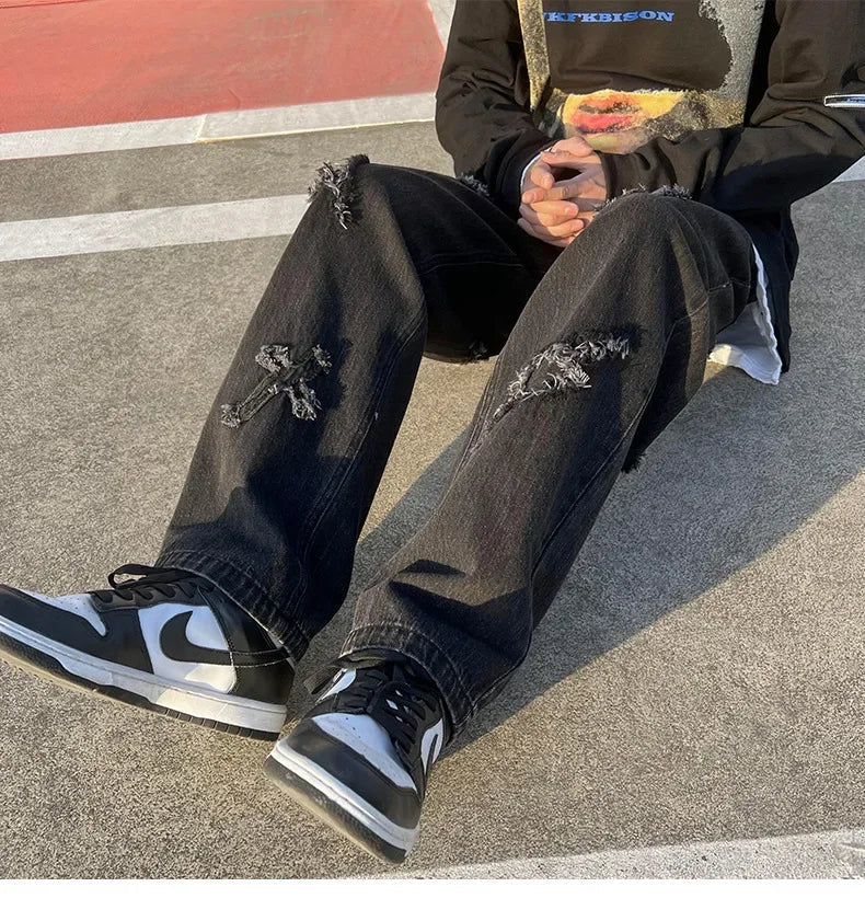 Embroidered Flare Denim Pants