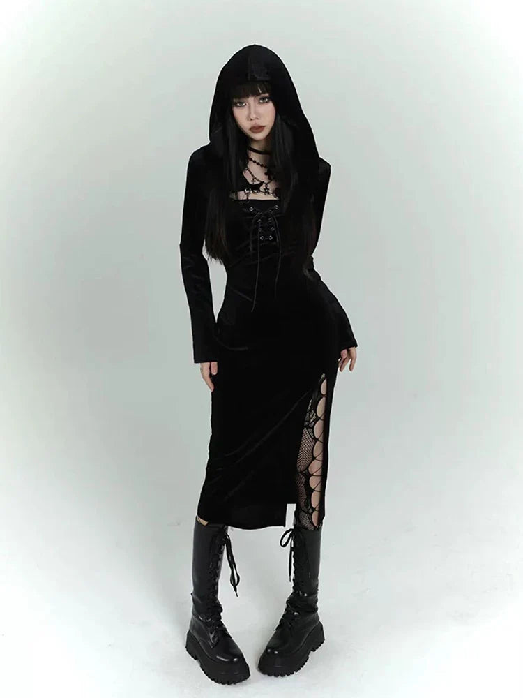 Black Slim Fit Midi Dress